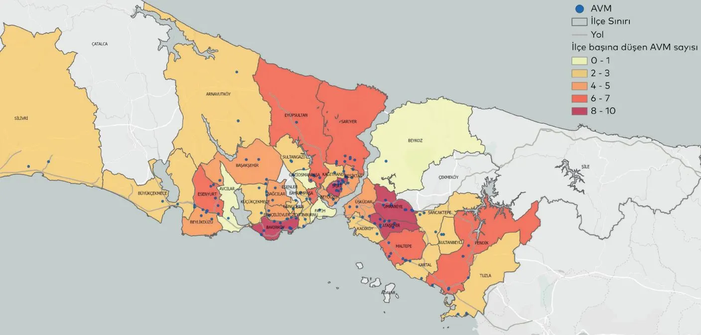 İstanbul’daki AVM’lerin Dağılımı