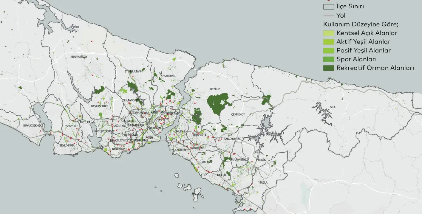 İstanbul’daki Yeşil Alanların Dağılımı