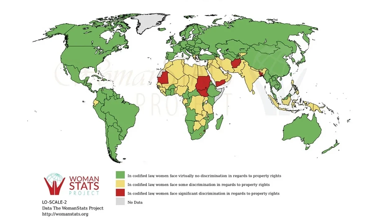 Şekil 1- Dünyada kadınların mülkiyet hakları